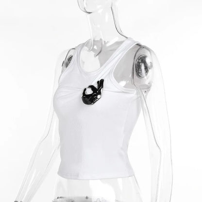 Tank Top OK Gesture Wrinkles Rib Knitted