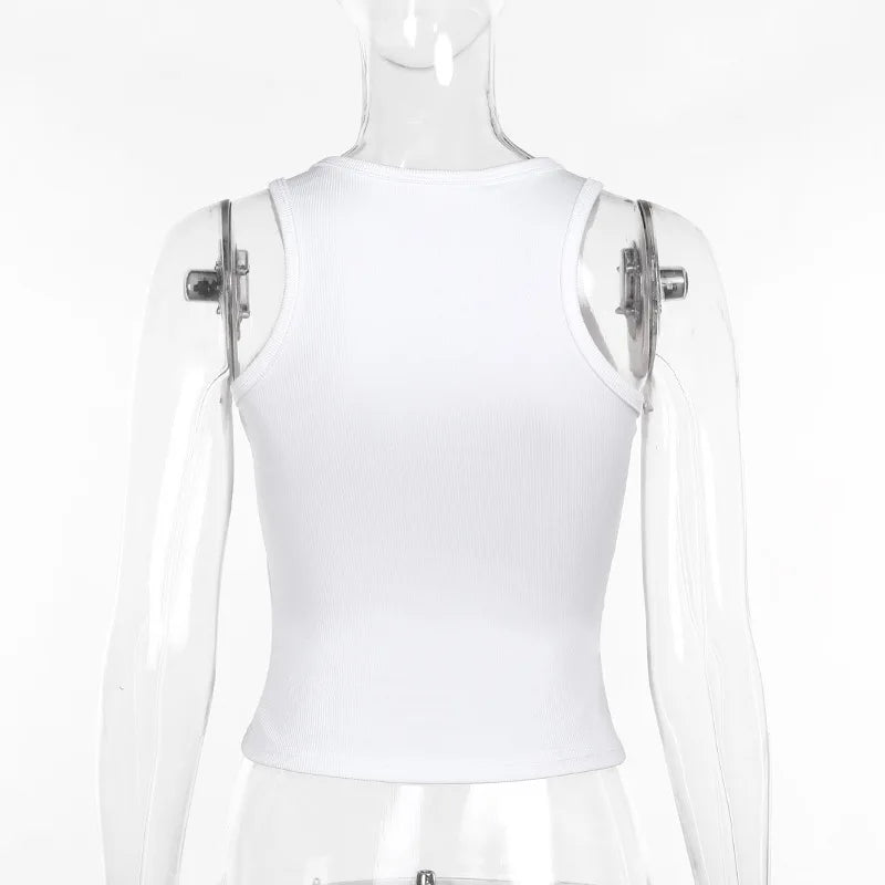 Tank Top OK Gesture Wrinkles Rib Knitted