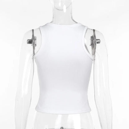 Tank Top OK Gesture Wrinkles Rib Knitted