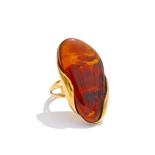 Resin Geometric Adjustable Ring Stainless Steel