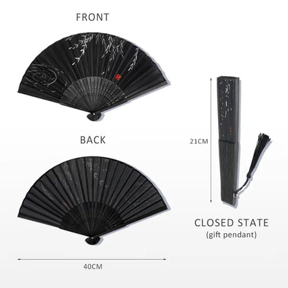 Bamboo Folding Silk Fan Hand Summer