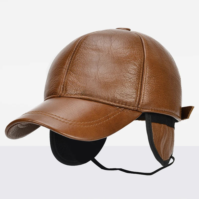 High Quality Genuine Cowhide Leather Cap