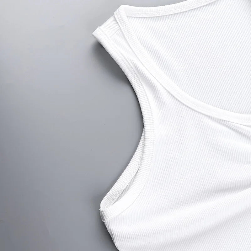 Tank Top OK Gesture Wrinkles Rib Knitted