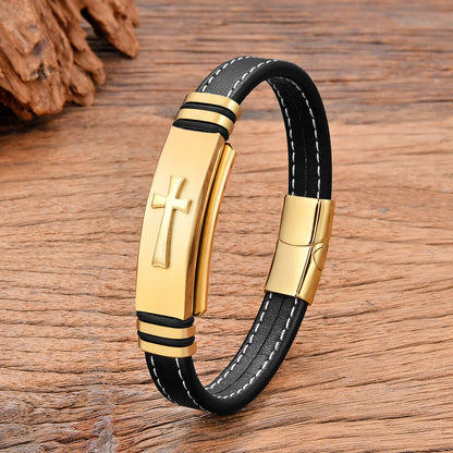 Plated Cross Stainless Steel Bracelet