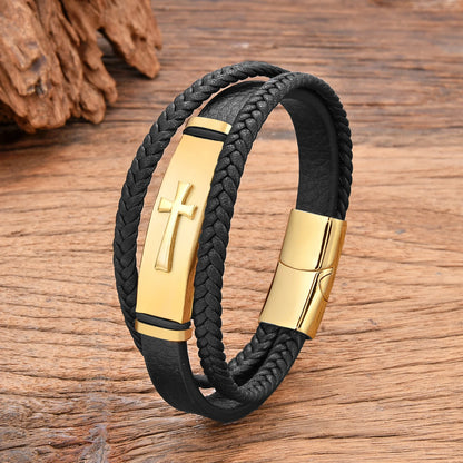 Plated Cross Stainless Steel Bracelet