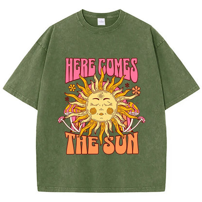 Oversize Washed T-Shirt Here Comes The Sun