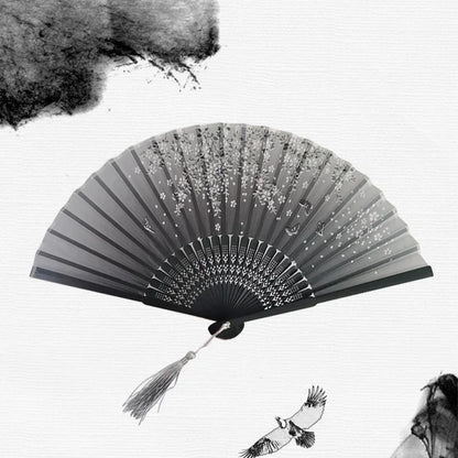 Bamboo Folding Silk Fan Hand Summer