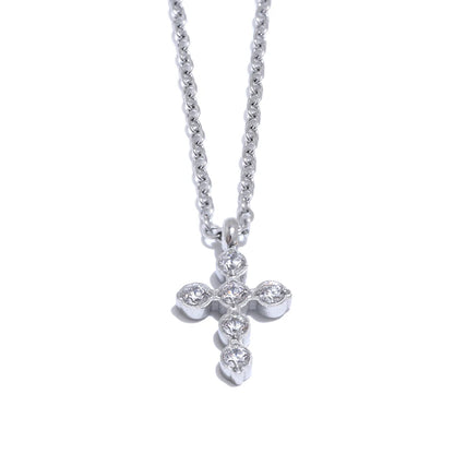 Chic Cross Shiny Pendant Necklace Cubic Zirconia