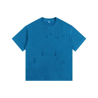 Ripped Crew Neck Short Sleeve Loose T-Shirt