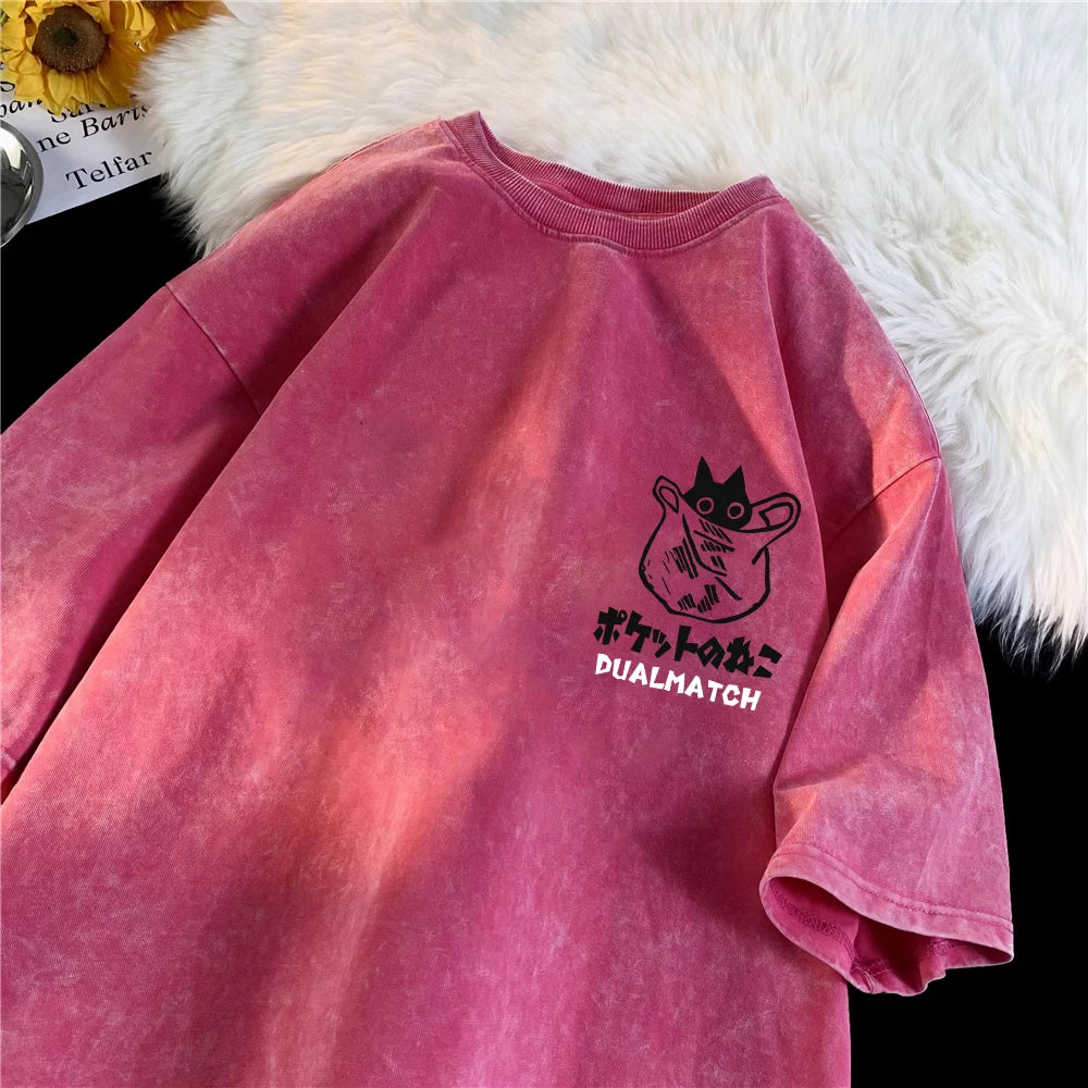 Cartoon T-Shirts Vintage Summer Harajuku Kawaii Cat