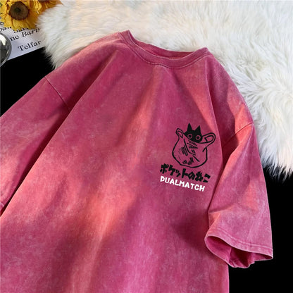 Cartoon T-Shirts Vintage Summer Harajuku Kawaii Cat