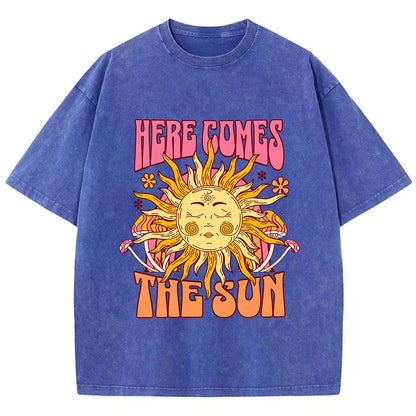 Oversize Washed T-Shirt Here Comes The Sun
