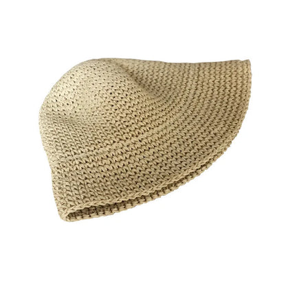 Foldable Solid-Color Straw Beach Hat
