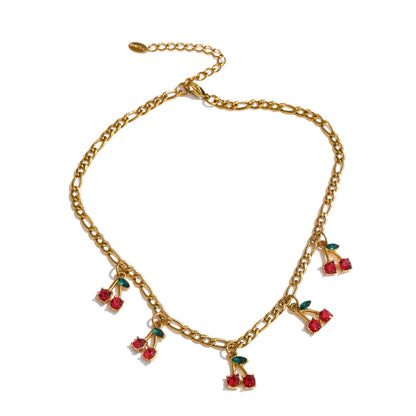 Cherry Drop Chain Necklace & Bracelet