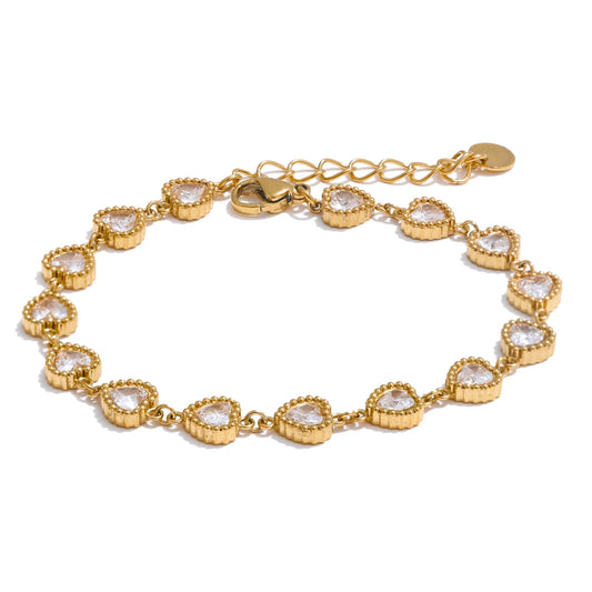 High Quality Heart Cubic Zirconia Shiny Bracelet Stainless Steel