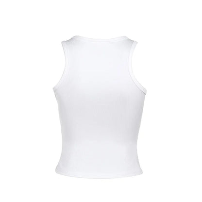 Tank Top OK Gesture Wrinkles Rib Knitted