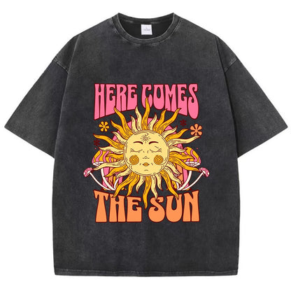 Oversize Washed T-Shirt Here Comes The Sun