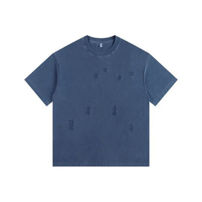 Ripped Crew Neck Short Sleeve Loose T-Shirt