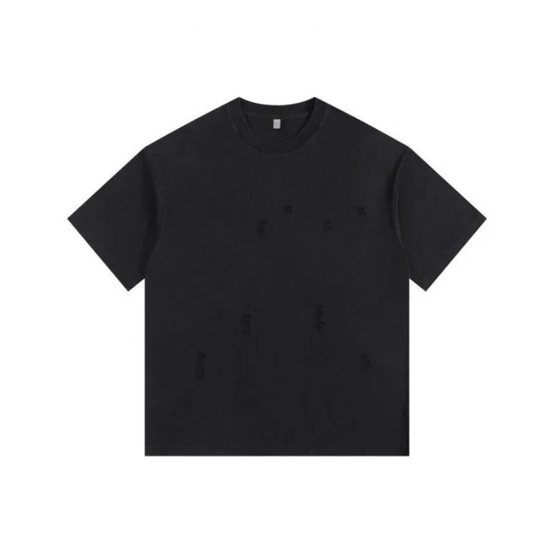 Ripped Crew Neck Short Sleeve Loose T-Shirt