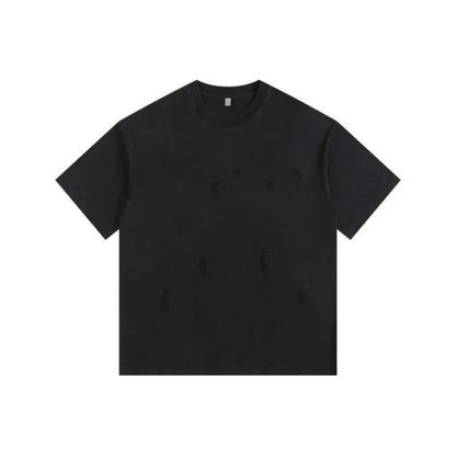 Ripped Crew Neck Short Sleeve Loose T-Shirt
