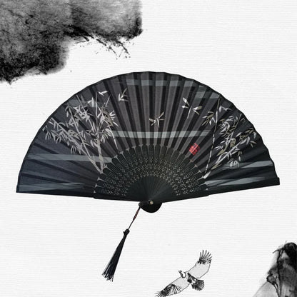 Bamboo Folding Silk Fan Hand Summer